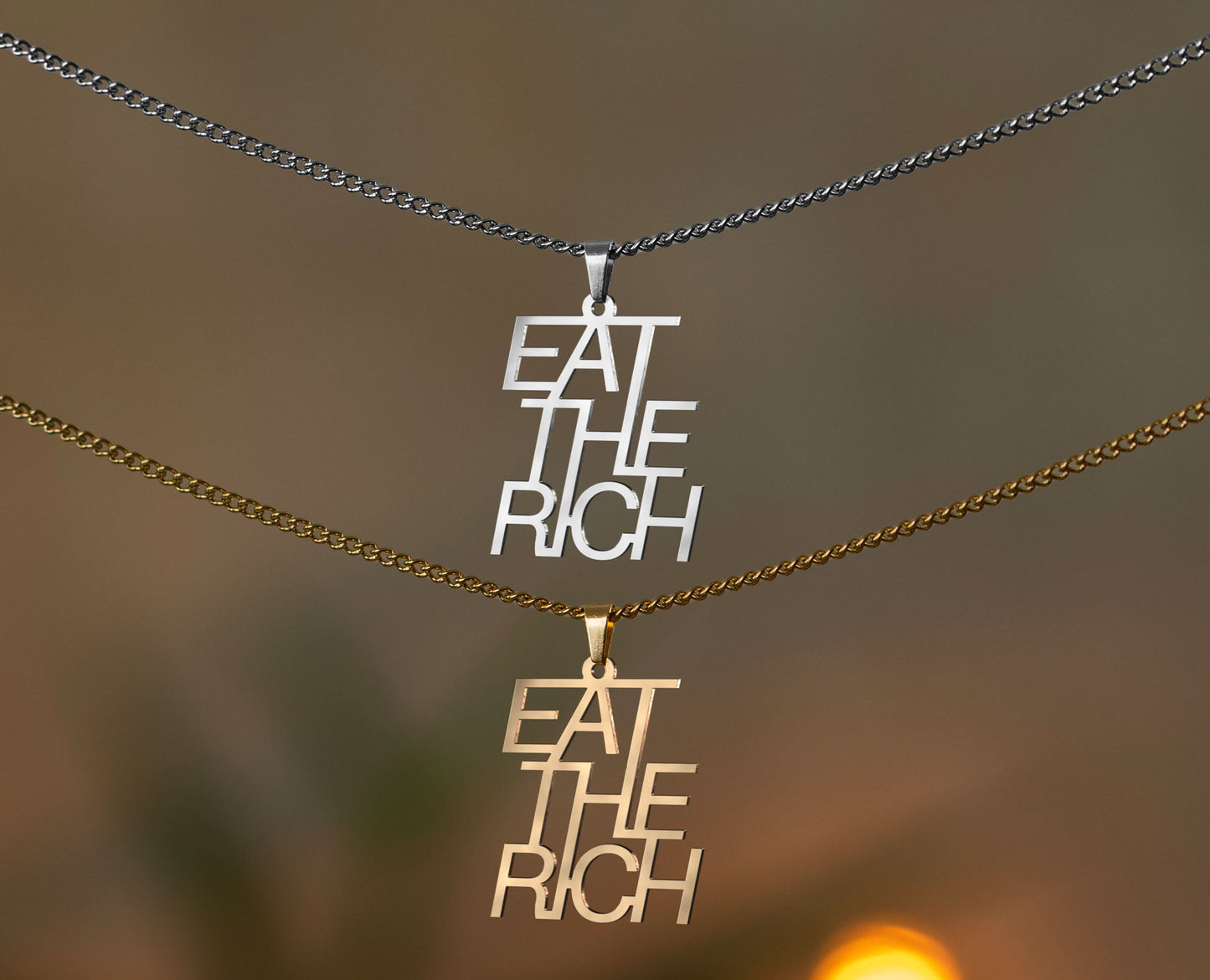 Eat the Rich Necklace | Gold and Silver | From Germany | Jewellery | Tax the Rich | FCK the Rich | FCK Capitalism