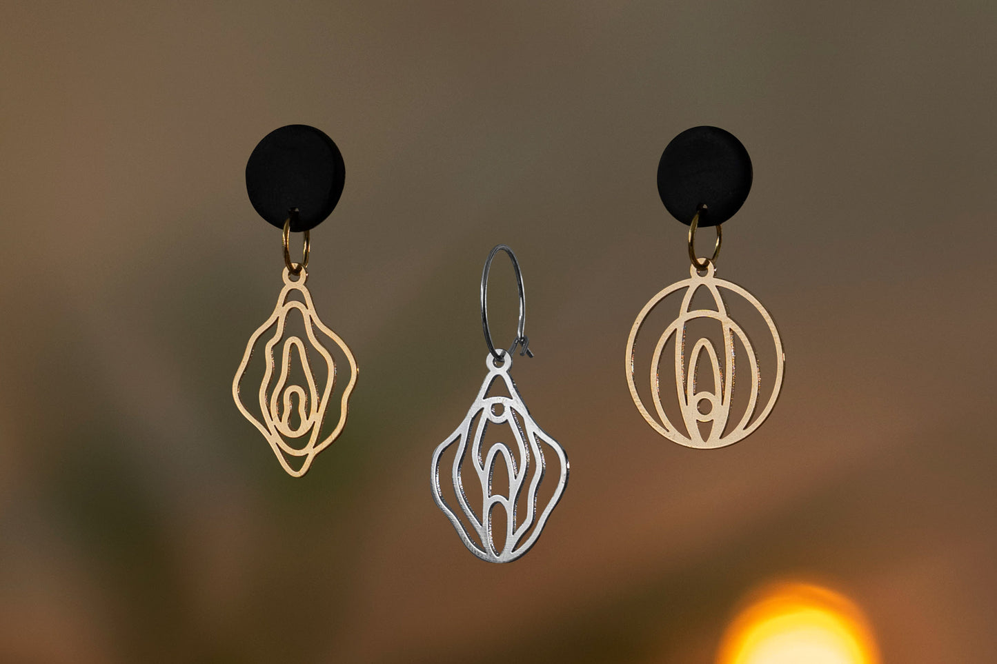 Vulva Design Earrings | Gold and Silver | Different Shapes & Closures | From Germany | Feminist Jewellery