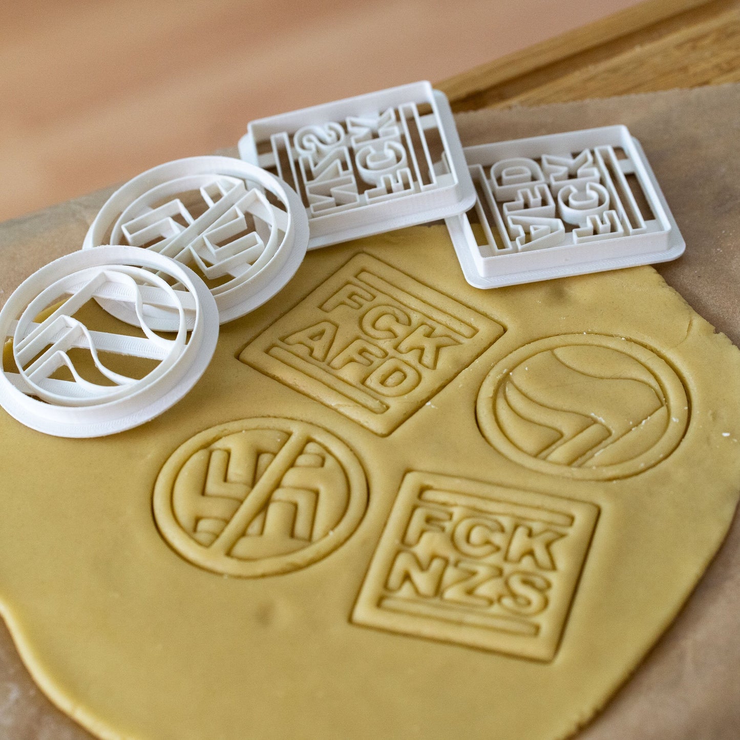 Anti-fascist Cookie Cutters from Germany - Various Shapes - Biscuit Mold - Fondant Dough - 3D Printed Cutters - FCK AfD - FCK NZS - Antifa